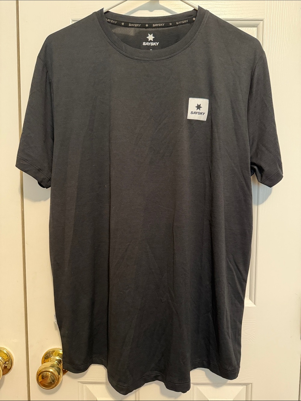SAYSKY Men's Black Crew Neck Short Sleeve T-Shirt